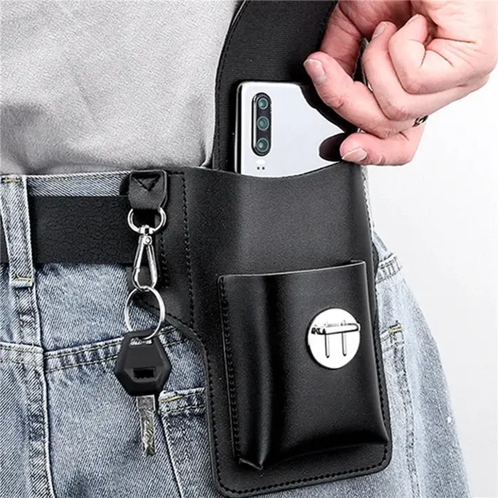 Sac de ceinture de téléphone en cuir Pu multifonctionnel