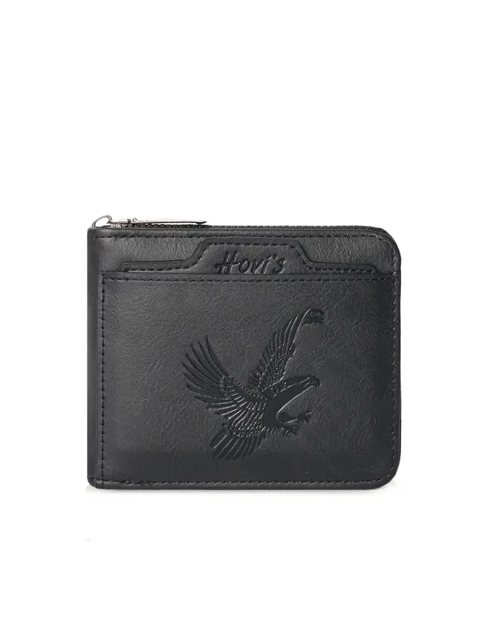  Portefeuille en cuir PU gaufré HOVIS Eagle pour hommes