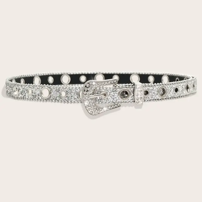 Ceinture Y2K en strass avec boucle à ardillon, design de niche pour femmes, ceinture tendance rétro 