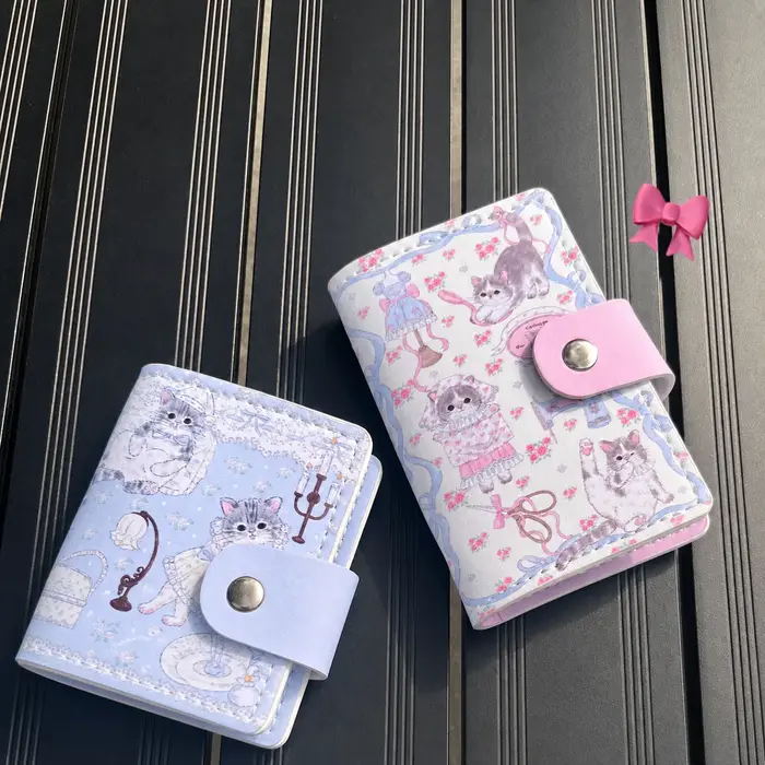 Portefeuille pour cartes en cuir Pu, écologique, imprimé de dessins animés, porte-cartes avec blocage Rfid, grande capacité, pour les voyages et les rendez-vous