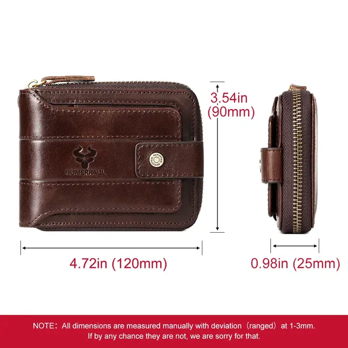 Portefeuille classique en cuir véritable pour homme