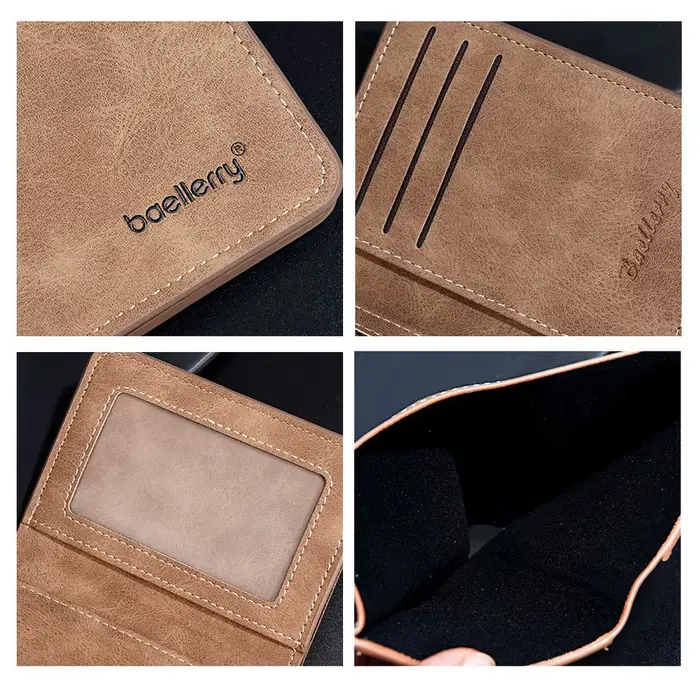 Baellerry portefeuille pour hommes en cuir PU poche avant minimaliste pince à billets essentiels de voyage