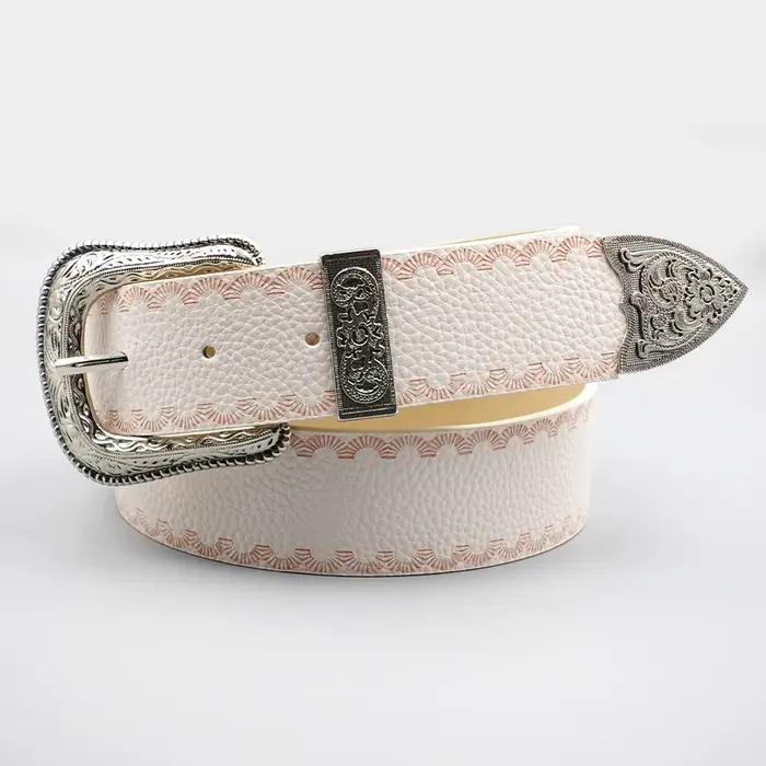 Ceinture pour femme à bordure blanche