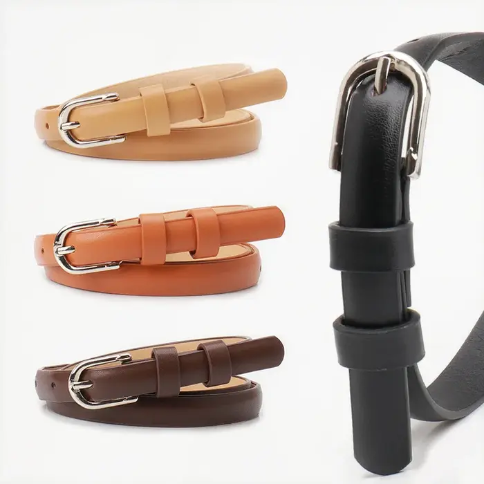 Ceinture fine en cuir PU pour femmes