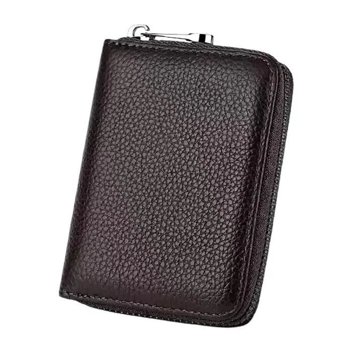 Portefeuille pour cartes en cuir PU de qualité supérieure, 20 emplacements, design accordéon, fermeture à glissière fine, protection pour cartes de crédit, accessoire pour hommes et femmes