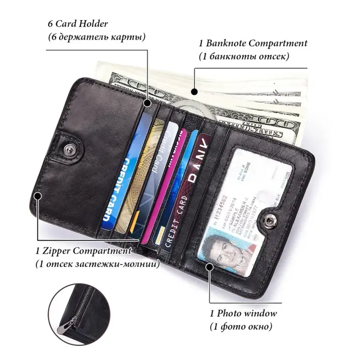 KAVIS – petit porte-cartes en cuir véritable pour homme