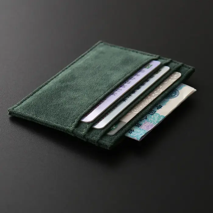 YMW ALCANTARA porte-carte femmes et homme tourner fourrure luxe en cuir artificiel mince carte Mini portefeuille petit