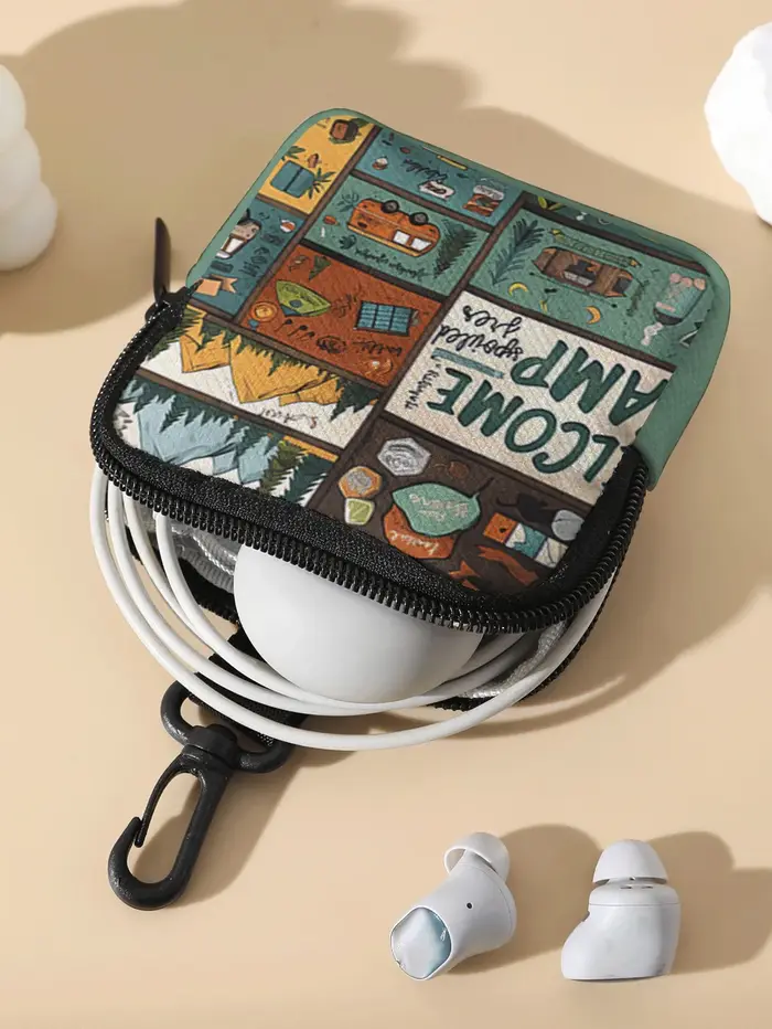 1 pièce, porte-monnaie portable avec motifs de camping