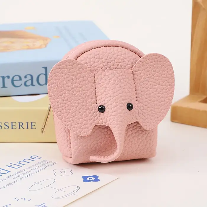 Mini portefeuille en forme d'éléphant de dessin animé pour femmes