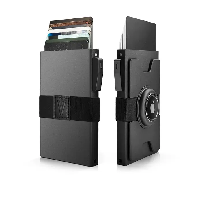Portefeuille Airtag intelligent pour hommes : portefeuille en métal avec support Airtag - Portefeuil