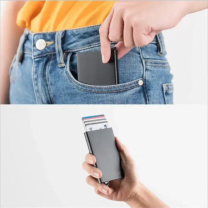 Rfid-Portefeuille Intelligent Porte-Cartes en Métal Mince et Mince