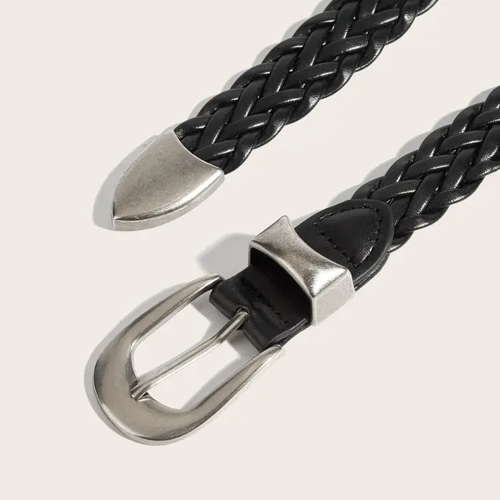 Ceinture tressée style punk sans perforation pour hommes et femmes
