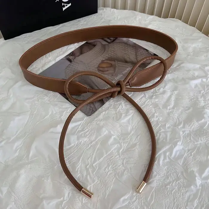 RICYGVM – ceinture fine en cuir nouée pour femmes coréennes, mode Simple, pull, manteau, ceinture décorative, bretelles de taille