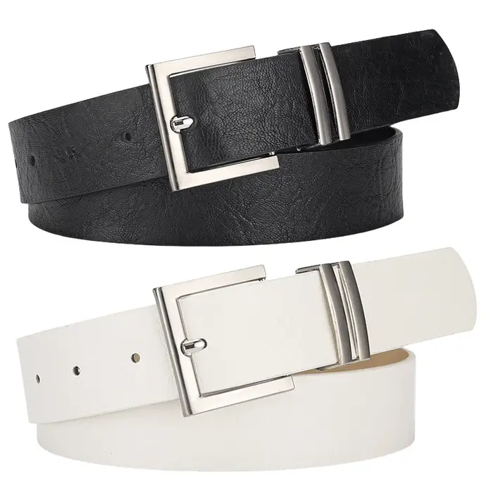 Ceinture en cuir Pu noir pour femmes, boucle ardillon argentée, Design Simple, accessoires pour jeans, ceinture gothique rétro imprimé léopard