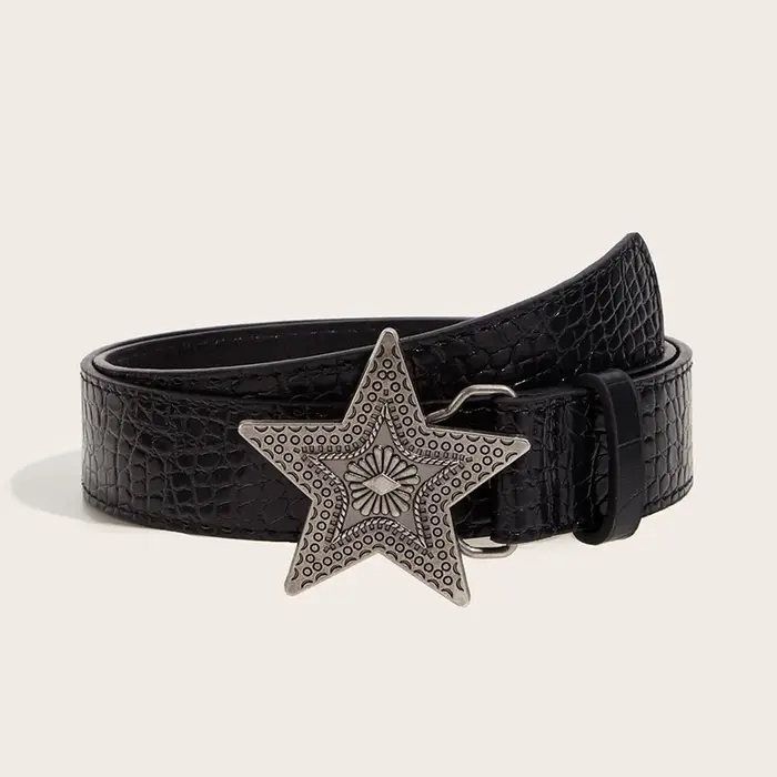 Ceinture rétro Hip-hop pour femmes, largeur 3.3cm, gothique, Punk, boucle étoile à cinq branches, ce