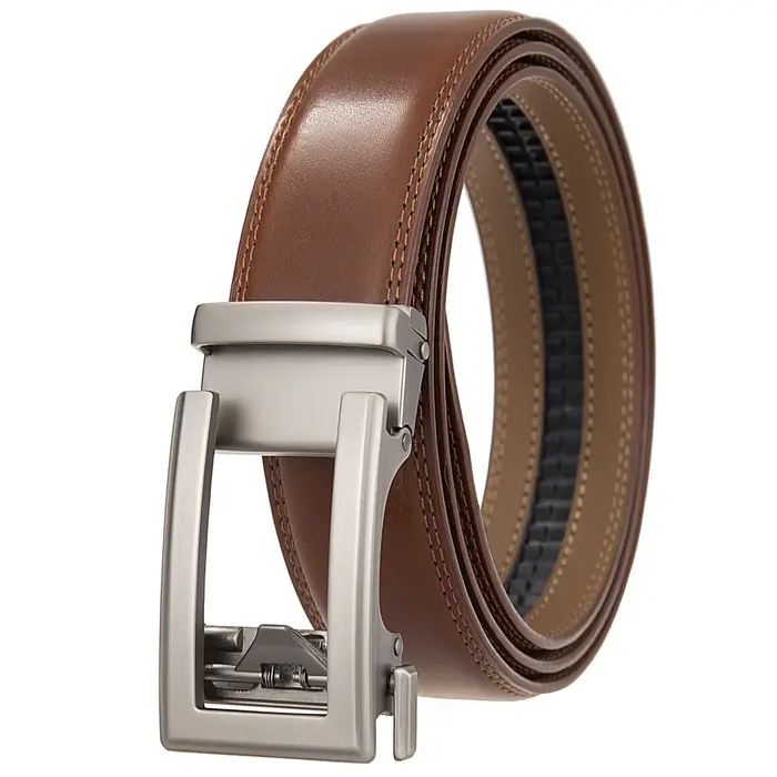 Marron café noir herbe vert hommes Ceinture automatique cliquet boucle marque de luxe en cuir véritable