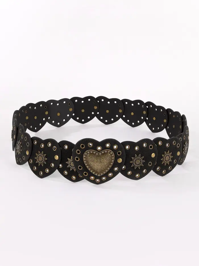 HERSHINE Ceinture 1 pièce en daim rétro à motifs de cœur pour femme