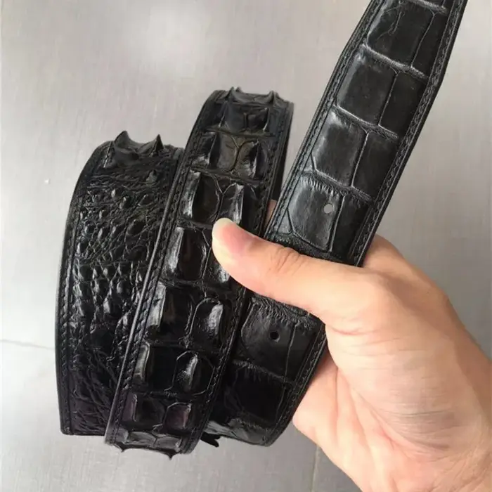 Ceintures marron en peau de crocodile authentique pour hommes, avec boucle à ardillon, en cuir de cr