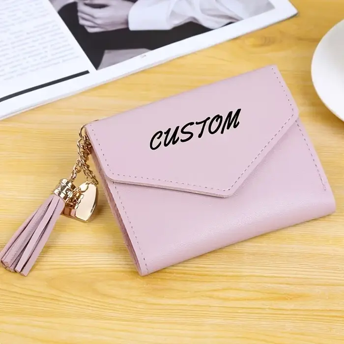 Portefeuille pour femme personnalisé avec lettre, porte-cartes multi-emplacements avec pendentif déc