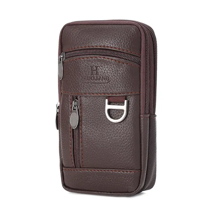 Sac de taille en cuir PU pour hommes, sac pour téléphone portable, ceinture portable, sport, étanche