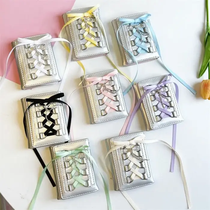 Portefeuille en argent doux Y2K pour femmes et filles
