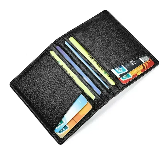 Portefeuille souple Super mince 100% cuir véritable, Mini portefeuille pour cartes de crédit, porte-cartes pour hommes, portefeuille fin et petit