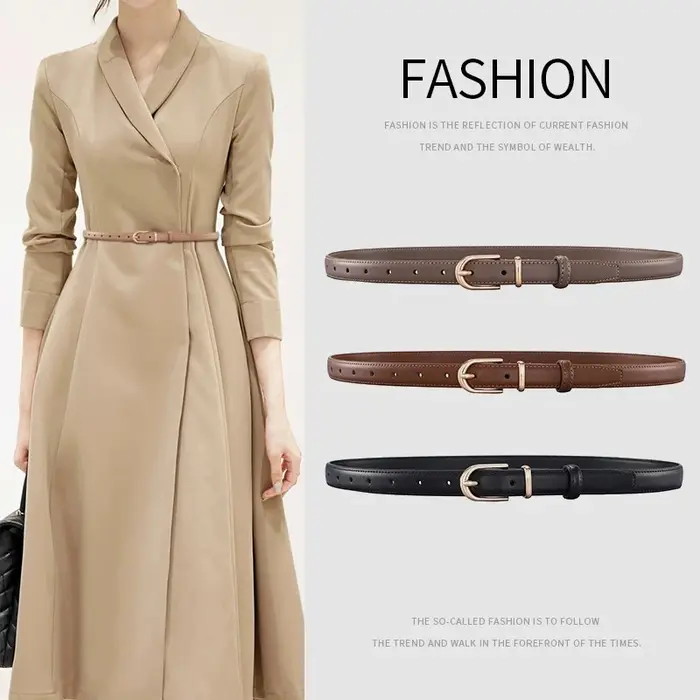 Ceinture en cuir de vachette double couche avec boucle en alliage pour femme, idéale pour un style business décontracté polyvalent, haut de gamme et simple, à porter avec des jeans