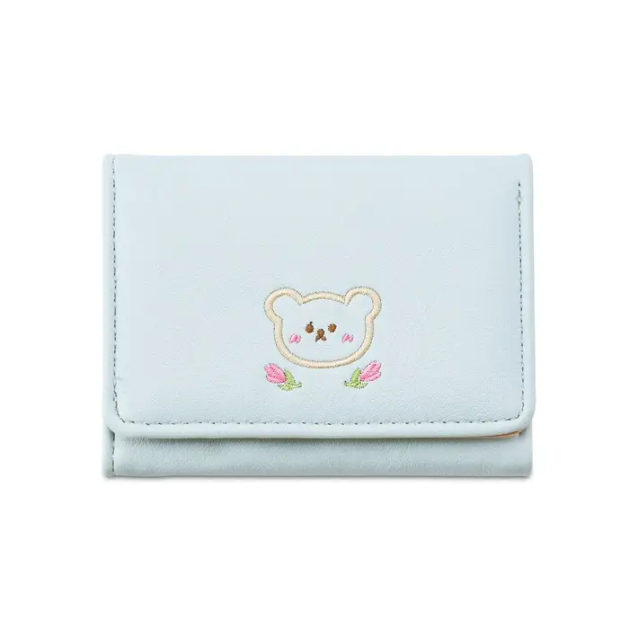 Portefeuille brodé avec motif d'ours