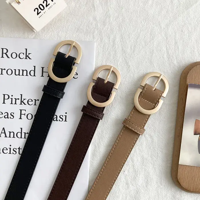 Ceinture à boucle en métal Simple pour femmes