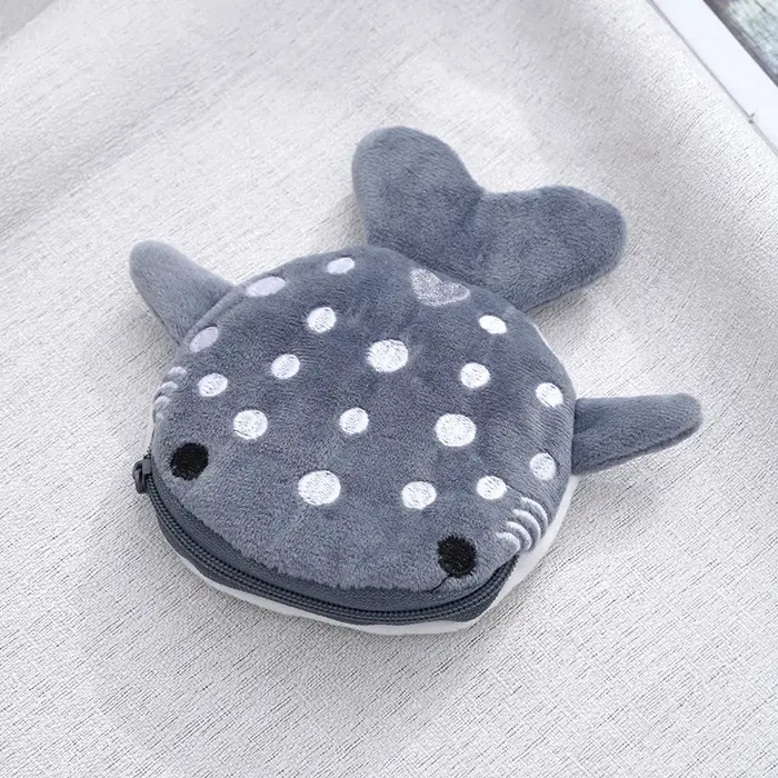 Nouveau porte-monnaie en peluche requin de dessin animé, pendentif mignon, sac de câble de données,