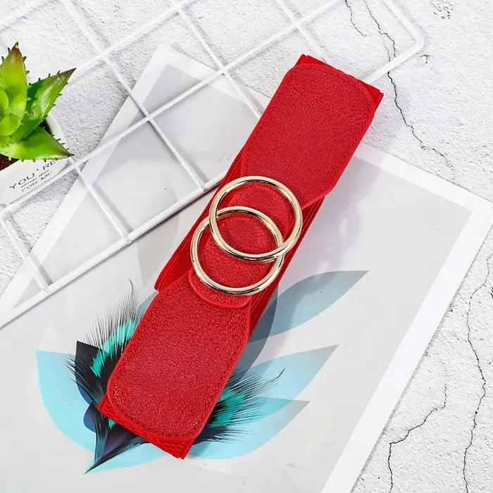 Nouvelle ceinture élastique large pour femmes, marque de haute qualité, or Shuang Huan Kou, ceinture