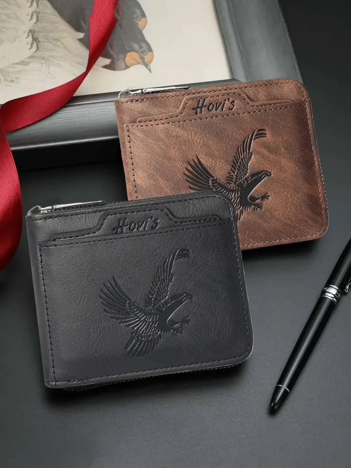 ​ ​ Portefeuille en cuir PU gaufré HOVIS Eagle pour hommes
