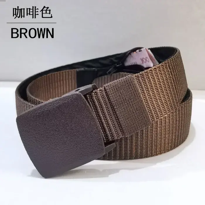 Ceintures pour hommes avec fermeture éclair fente pour argent poche sécurité extérieure cachette