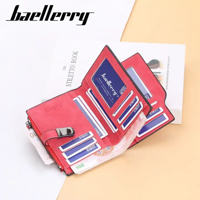 Baellerry femmes portefeuilles court boucle magnétique Top qualité porte-carte femme sac à main portefeuille à glissière