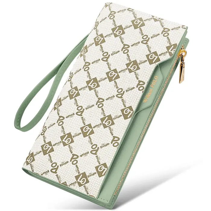 Portefeuille imprimé pour femme, long porte-cartes à la mode, sac à main multifonctionnel, sac pour