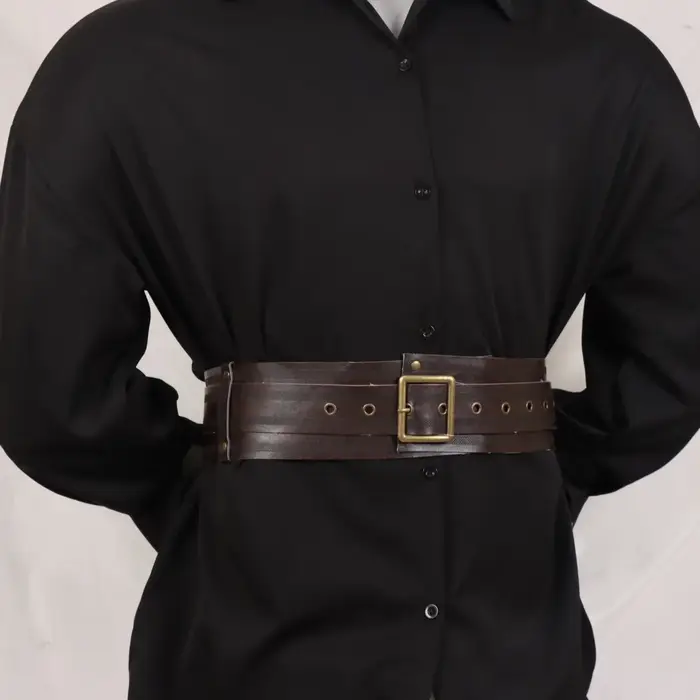 Ceinture large pour femme en cuir PU gothique