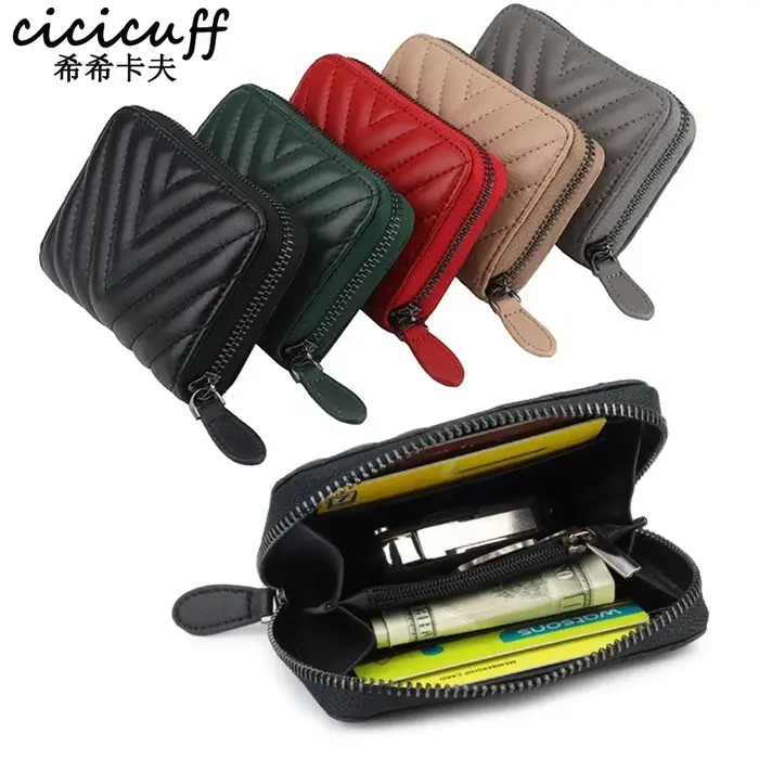 Portefeuille en cuir véritable pour femmes, porte-monnaie de marque de styliste en peau de mouton souple, Mini porte-monnaie de poche