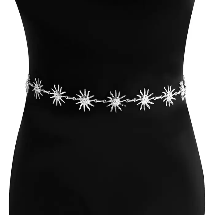 Ceinture en métal réglable classique Grinning Sun, chaîne de taille pour femmes et filles; Tenue Hip