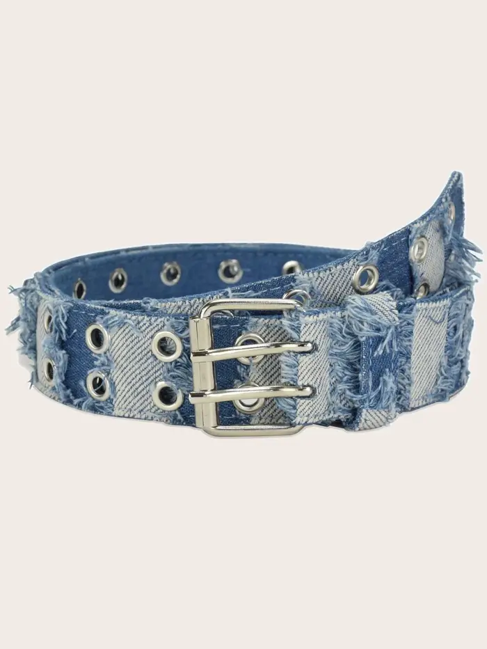 Ceinture pour femme, ceinture en toile style western avec œillets et clous argentés, ceinture Y2K, c
