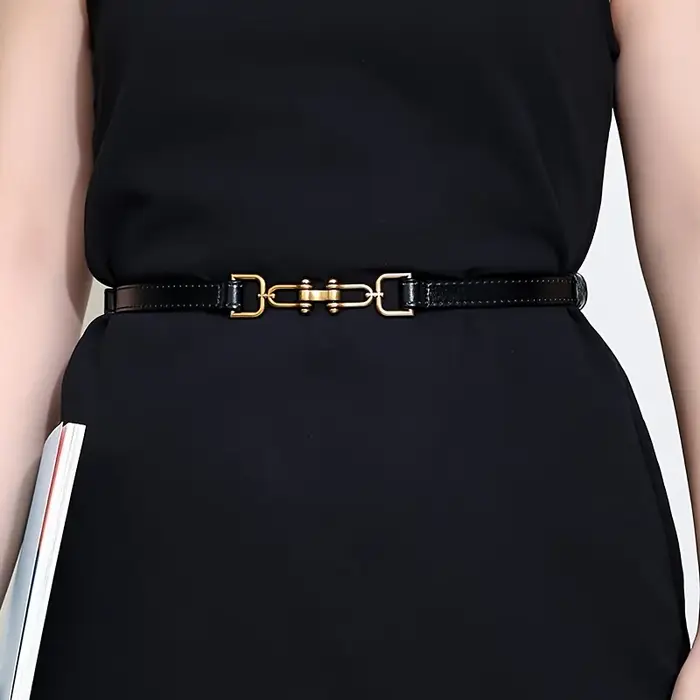 Ceinture fine en cuir véritable pour femme