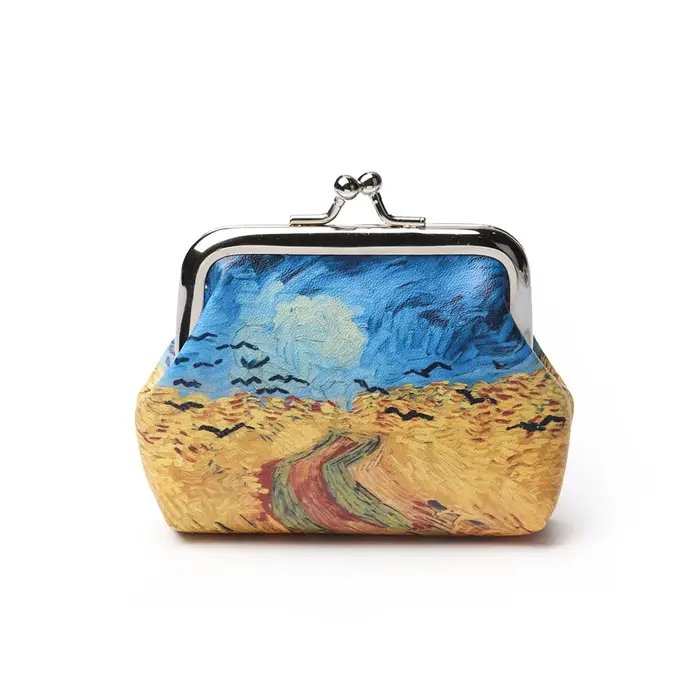 Petit porte-monnaie avec peinture à l'huile Van Gogh, porte-monnaie à motif de paysage/fleur, 1 pièc