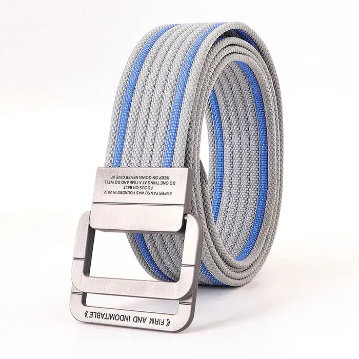 Ceinture en toile à double anneau en métal unisexe