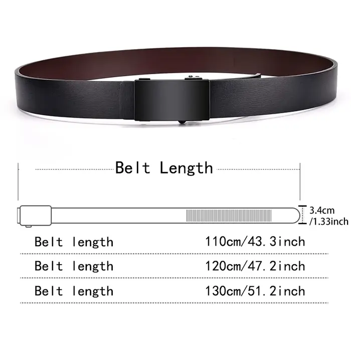 DINISITON hommes ceinture en cuir noir métal sans dents boucle automatique affaires décontracté