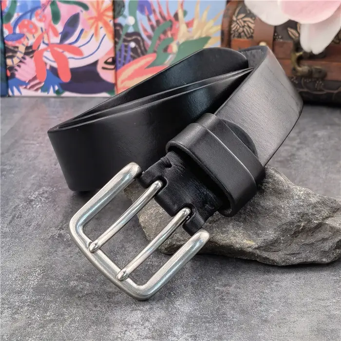 Ceinture en cuir véritable à Double ardillon pour homme