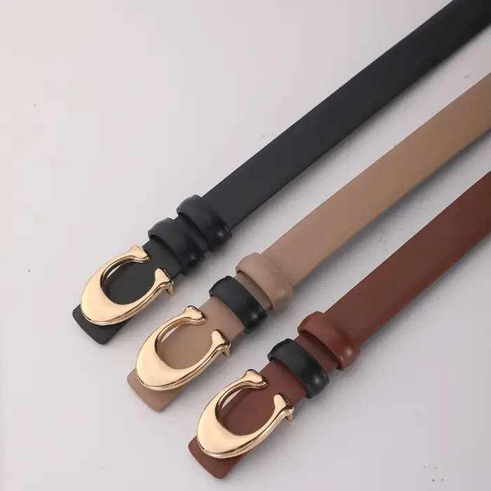 Ceinture à la mode pour femmes, haute qualité, boucle en forme de C, boucle lisse, tempérament, Doub