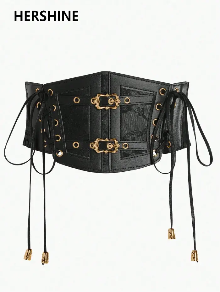 HERSHINE 1 pièce femmes mode boucle en cuir élastique large ceinture