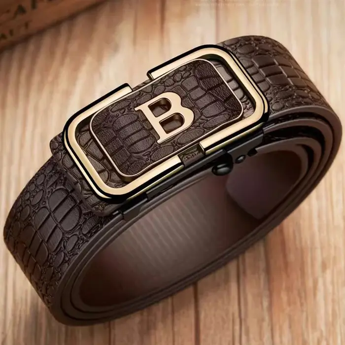Ceinture à boucle automatique motif Crocodile pour hommes