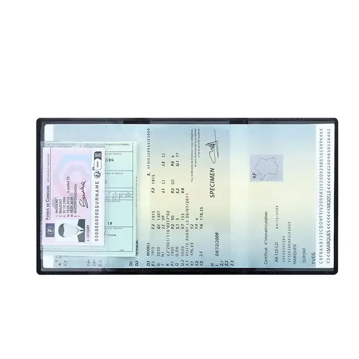 Lot de 1 ou 2 Porte-cartes de immatriculation et d'assurance pour véhicule - Étui transparent en PVC