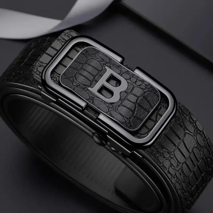 Ceinture à boucle automatique motif Crocodile pour hommes
