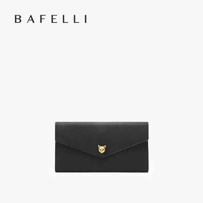 BAFELLI Designer Cat Head Portefeuille long en cuir véritable pour femme avec fentes multi-cartes